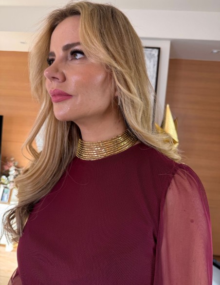 Wide gold rhinestone choker