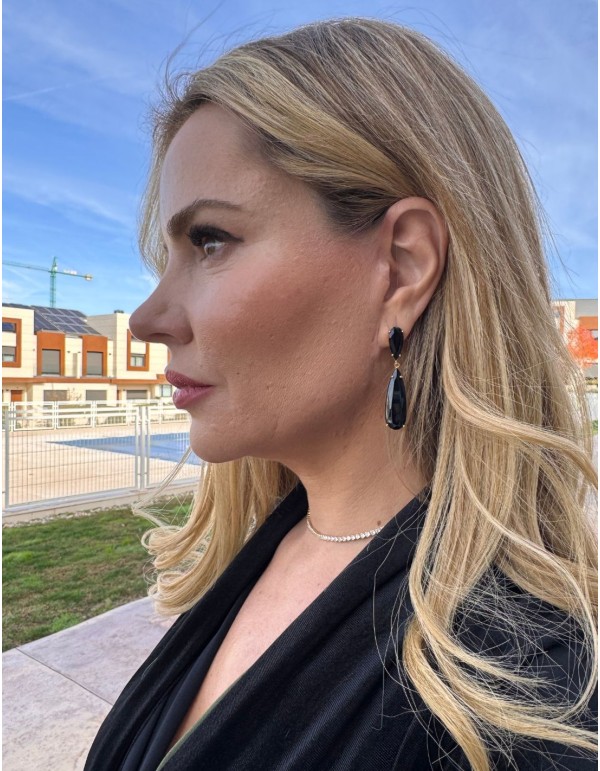 Boucles d'oreilles en forme de goutte d'eau noire