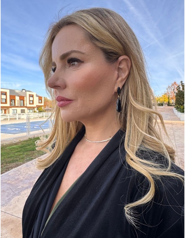 Boucles d'oreilles en forme de goutte d'eau noire 2