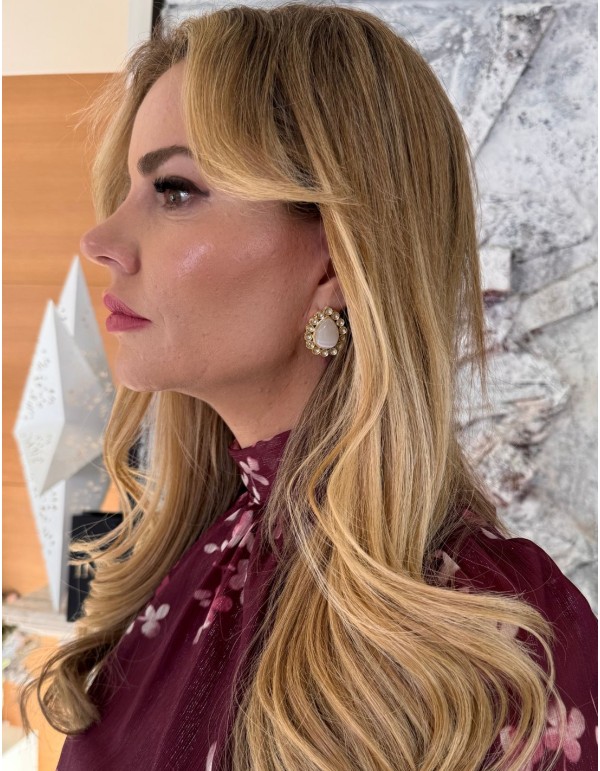 Boucles d'oreilles en nacre et zirconium