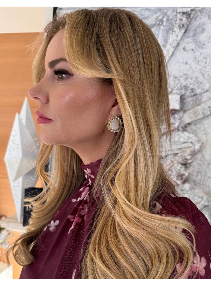 Boucles d'oreilles en nacre et zirconium