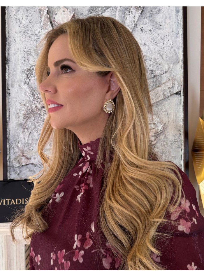 Mother-of-pearl stone with zirconia earrings