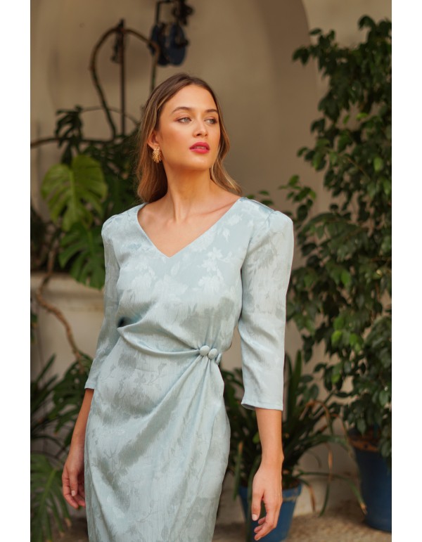 Green satin tuxedo cocktail sash dress 2