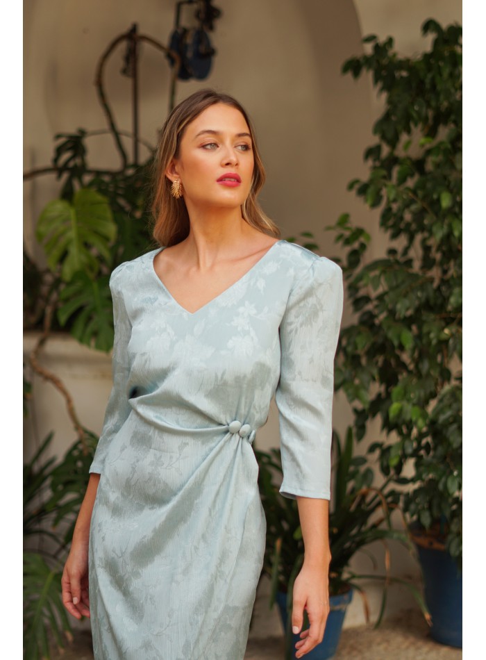 Vestido coctel fajín estilo smoking verde satinado para eventos especiales