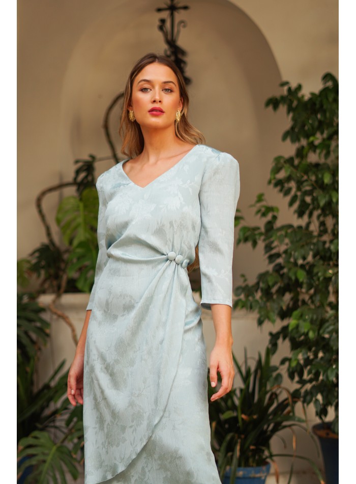 Robe de cocktail à ceinture en satin vert