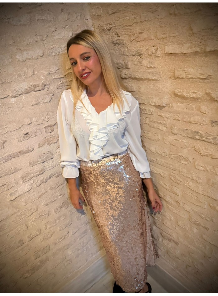 Jupe longue maxi à paillettes, coupe droite et...