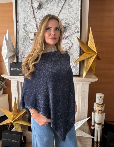 Navy poncho with glitter