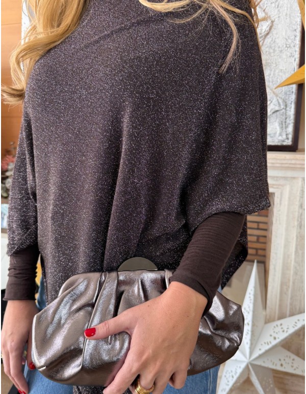 Poncho marron avec paillettes 2