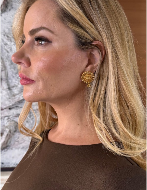 Boucles d'oreilles plaquées or en forme de pièces de monnaie