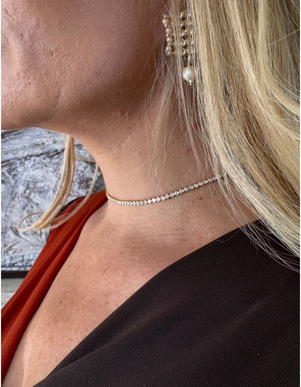 Choker de circonitas con baño de oro