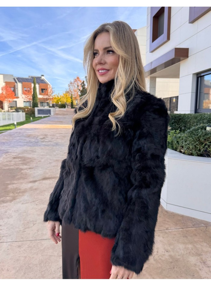 Veste en fourrure de lapin marron