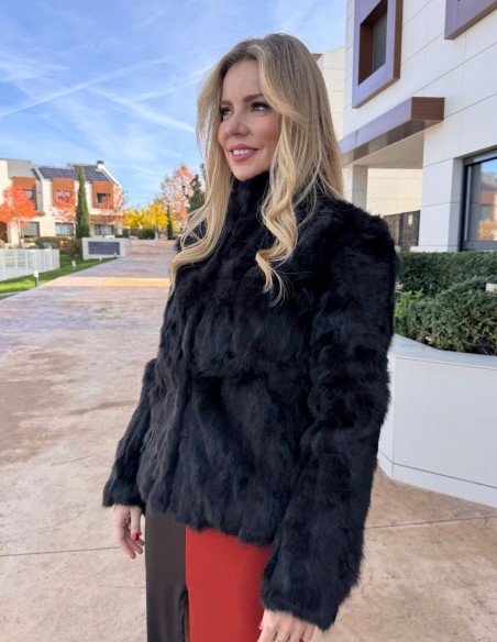 Veste en fourrure de lapin marron