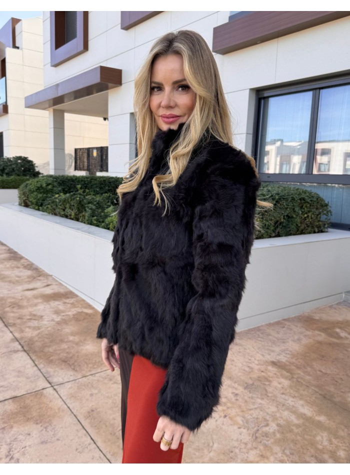 Brown rabbit fur jacket