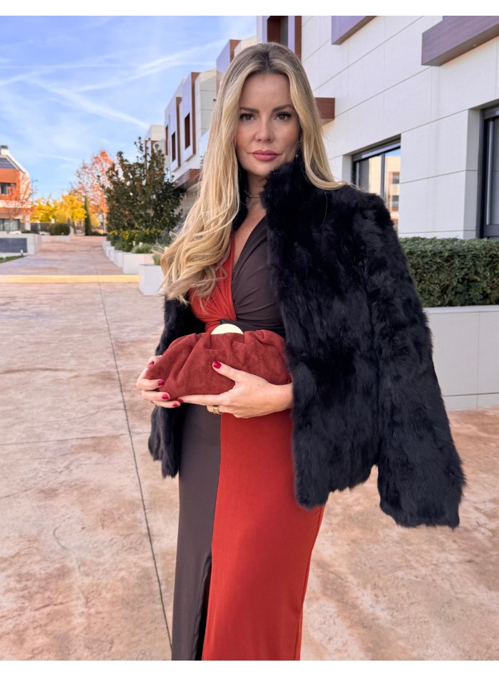 Brown rabbit fur jacket