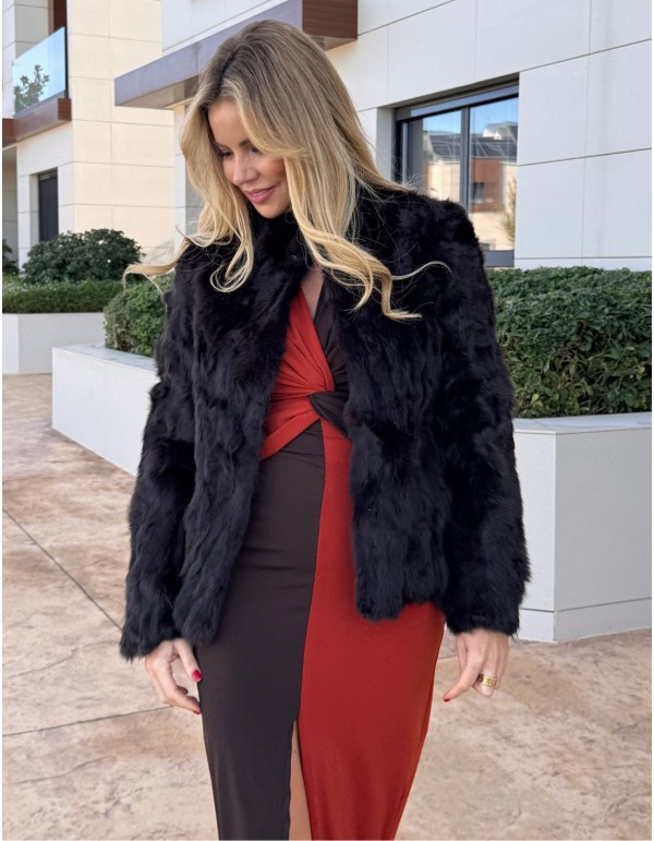 Veste en fourrure de lapin marron