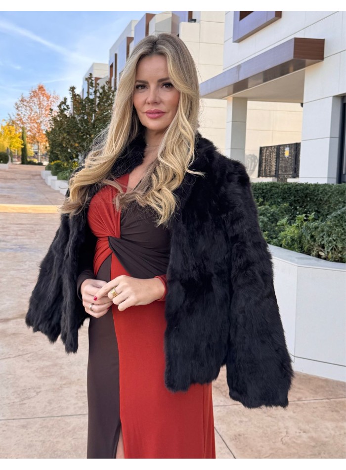 Brown rabbit fur jacket