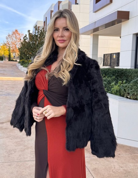 Veste en fourrure de lapin marron