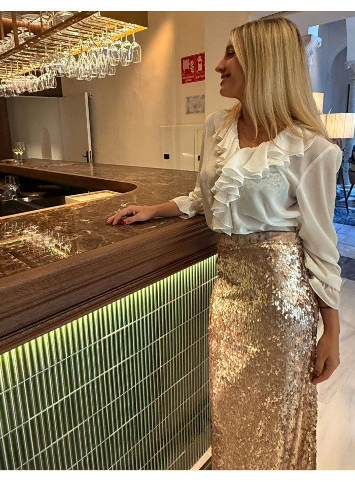 Jupe longue maxi à paillettes, coupe droite et...