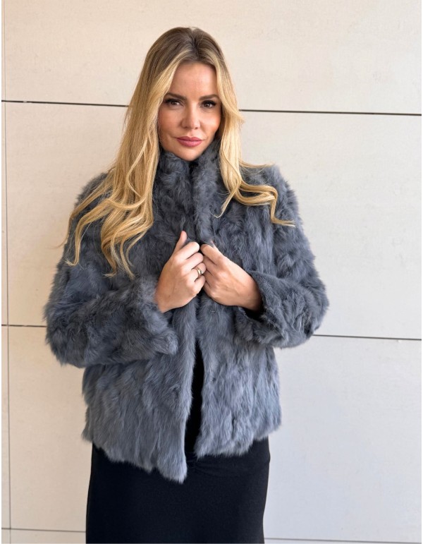 Grey rabbit fur jacket