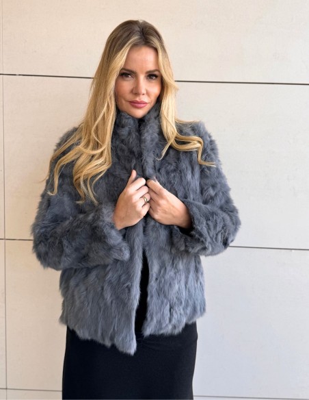 Grey rabbit fur jacket