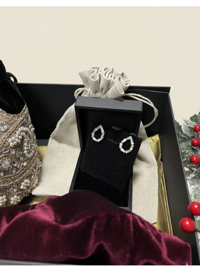 Caja de regalo 08. Kimono de terciopelo + bombonera + pendientes