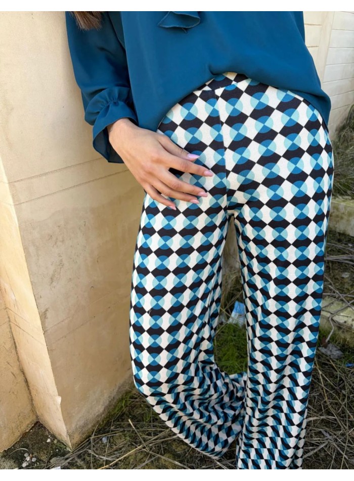 Pantalón de punto estampado azul petróleo para eventos especiales