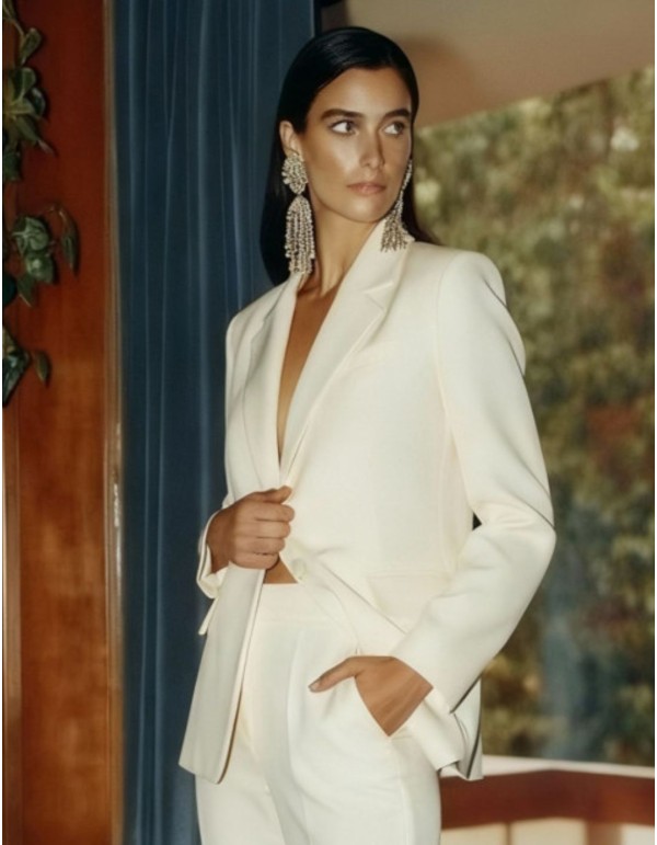 Pantalón de traje estructurado blanco 2