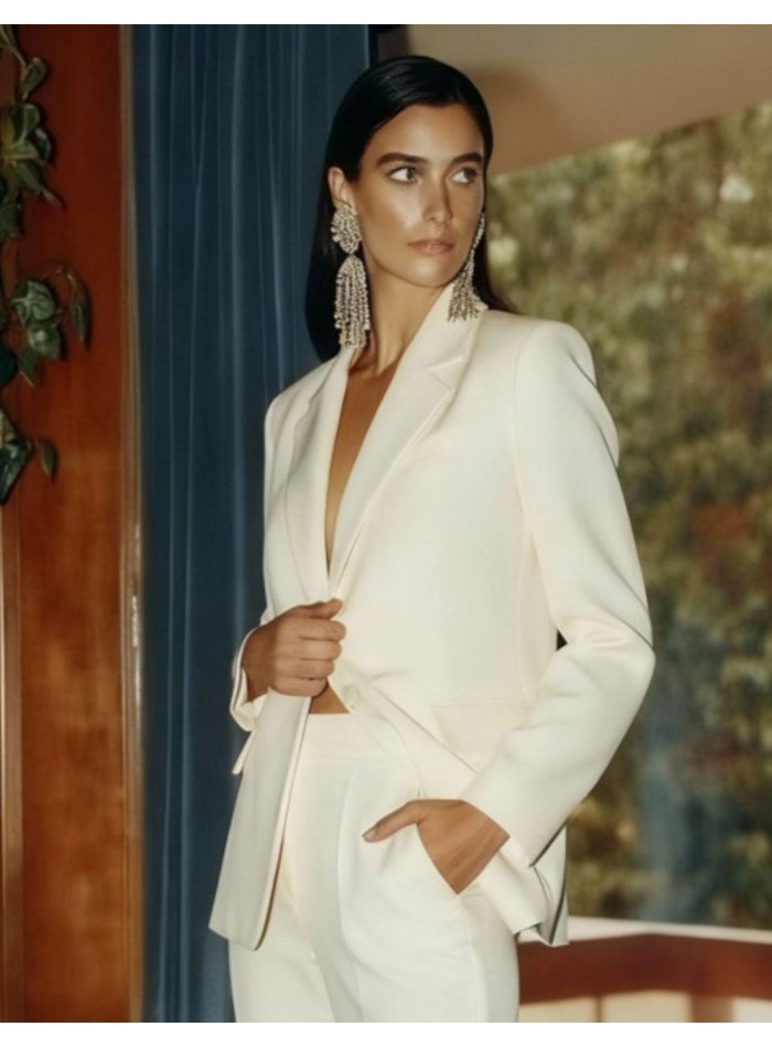 Pantalón de traje estructurado blanco