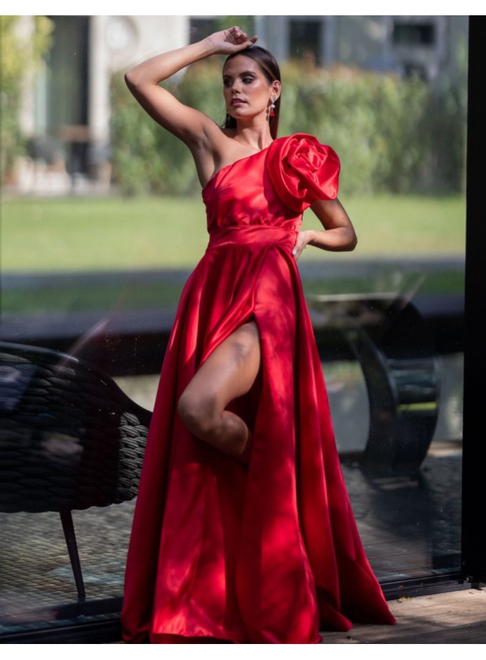 Princess red princess structured guest dress