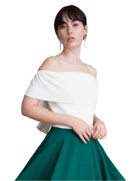 Louisa white party top with bandeau neckline