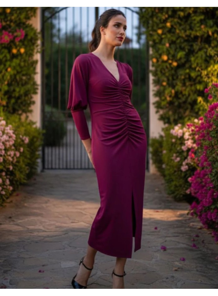 Bougainvillea midi party dress with draping and...