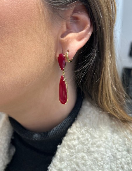Pendientes con forma de lágrima burdeos para fiesta