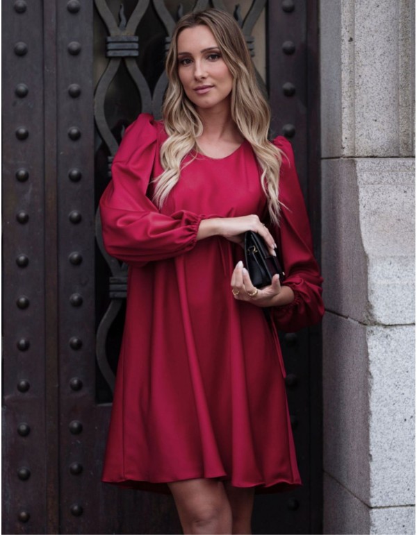 Short red dress with long sleeves