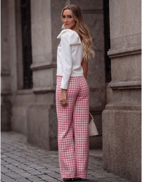 Pantalon en tweed rose