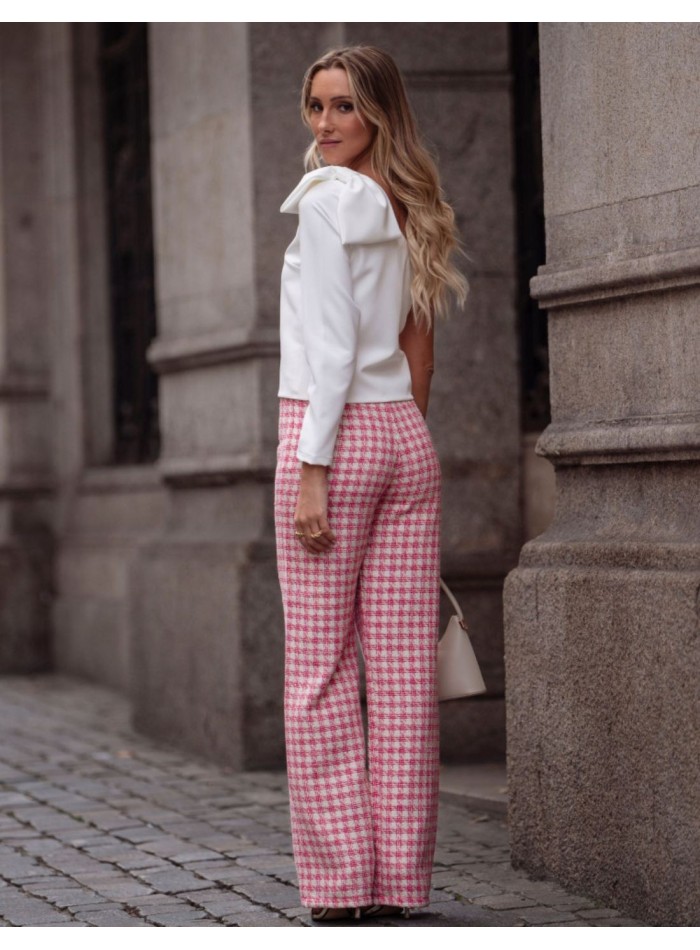 Pantalon en tweed rose