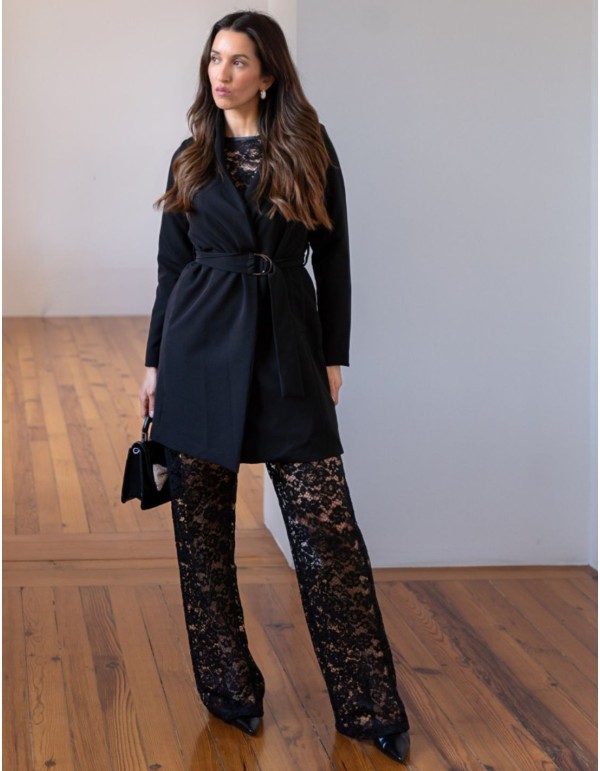 Black lace long pants
