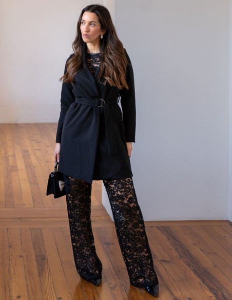 Black lace long pants