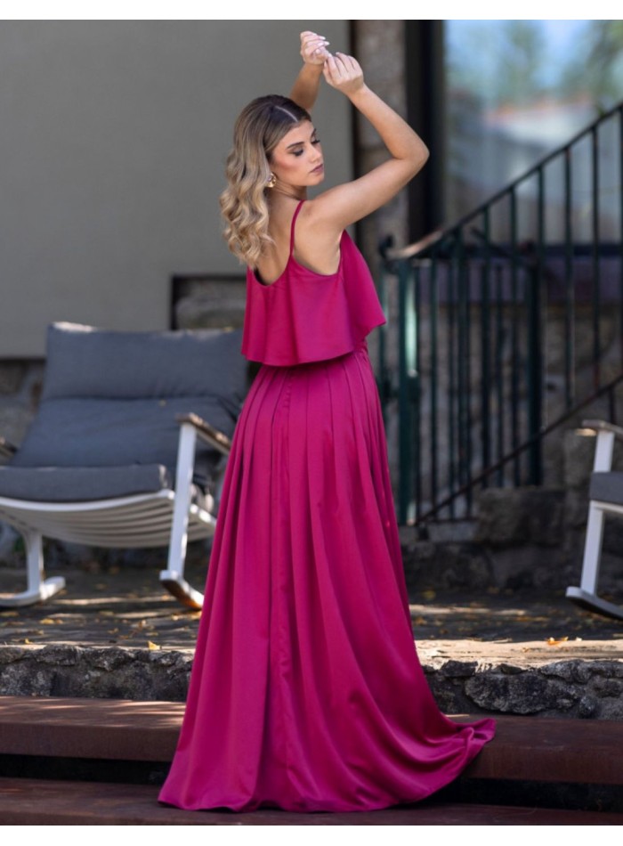 Cherry long skirt with invisible zipper and...