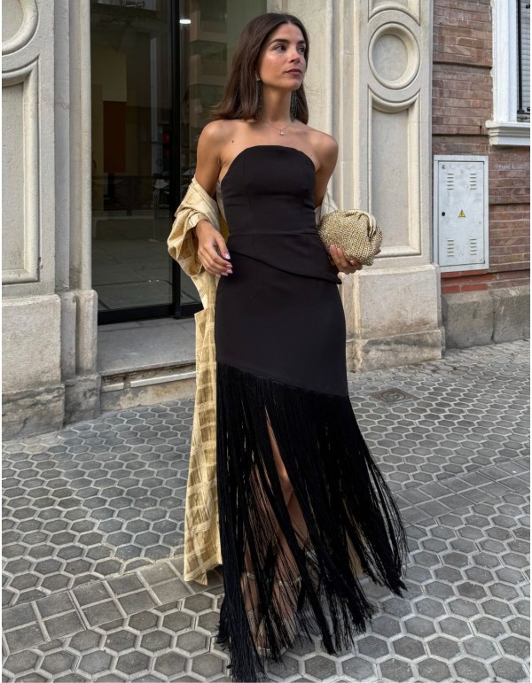 Ensemble noir avec haut asymétrique à bretelles et jupe à...