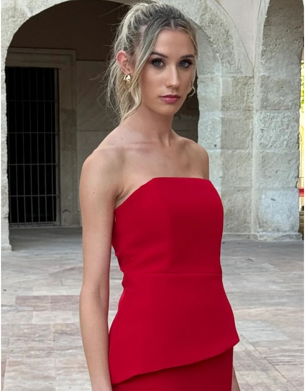 Asymmetrical strapless party top 2