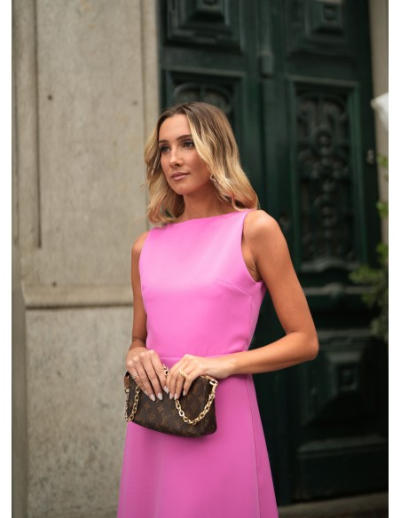 Pink long dress with open back
