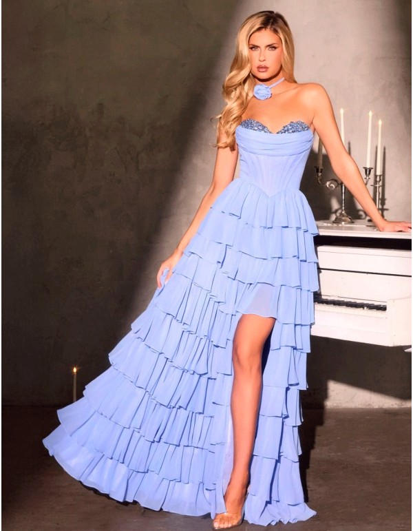 Robe de soirée longue avec corsage en strass et jupe à...