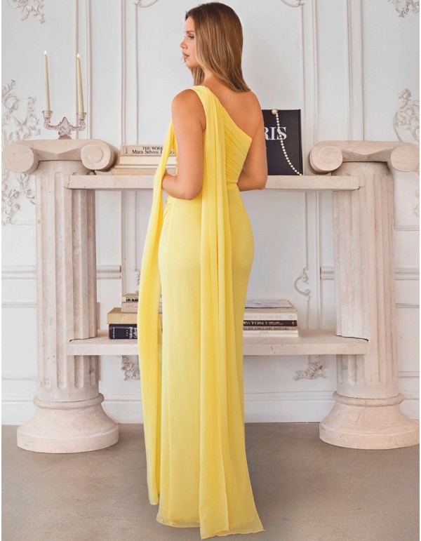 Long gown with asymmetrical Greek style neckline 2