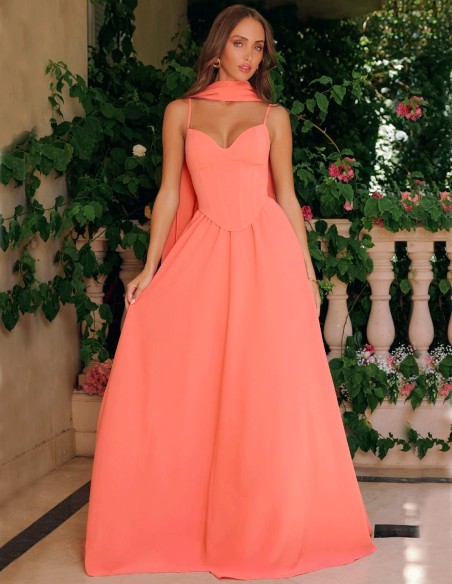 Robe de soirée longue avec corsage et jupe ample