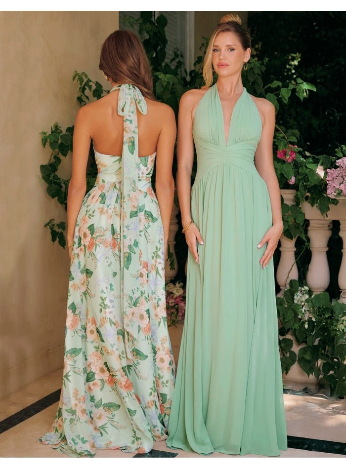 Longue robe d'invité décolletée et imprimée de...