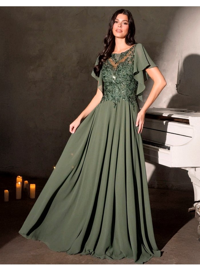 Robe de soirée longue avec corsage en strass et...