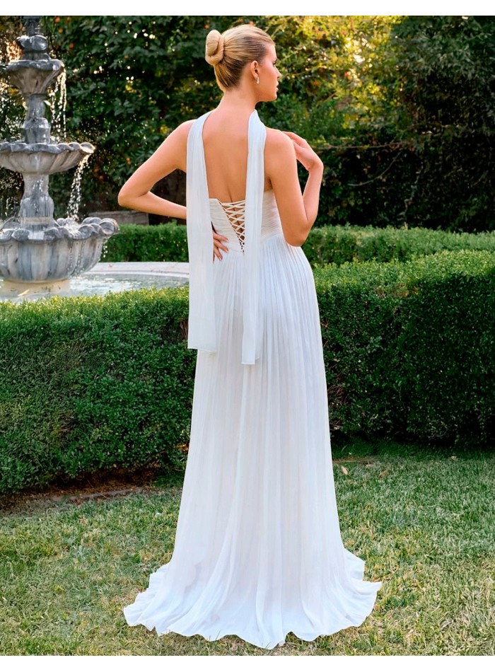 Long wedding dress with sweetheart neckline and...