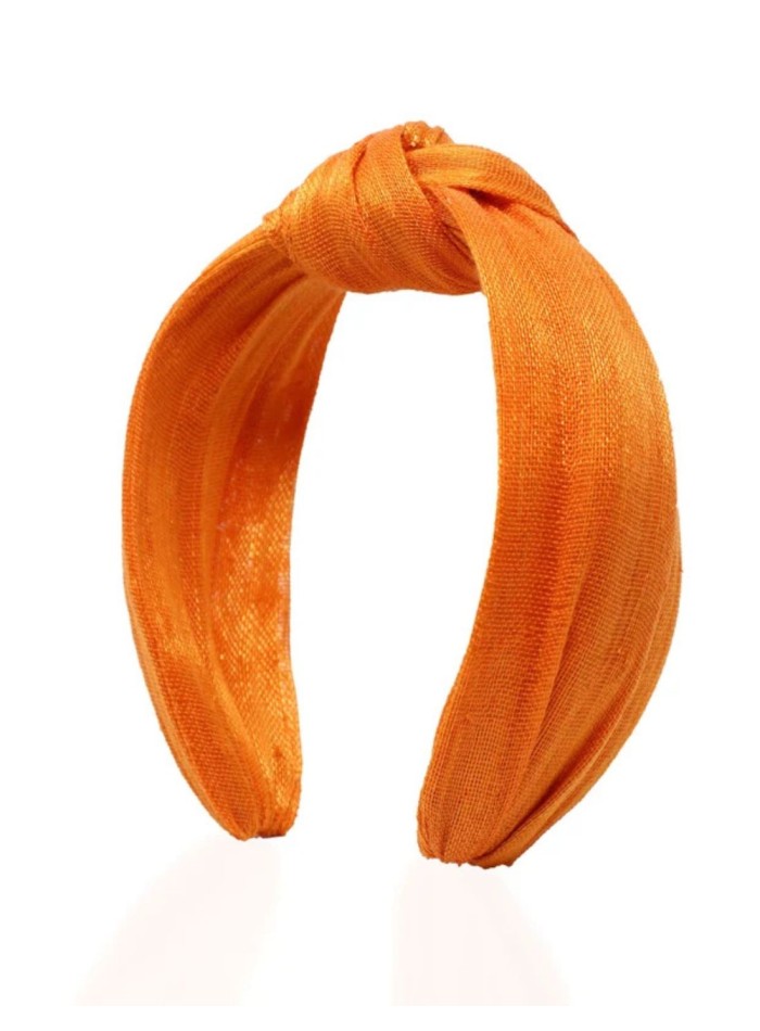 Bandeau noué uni en sinamay de soie