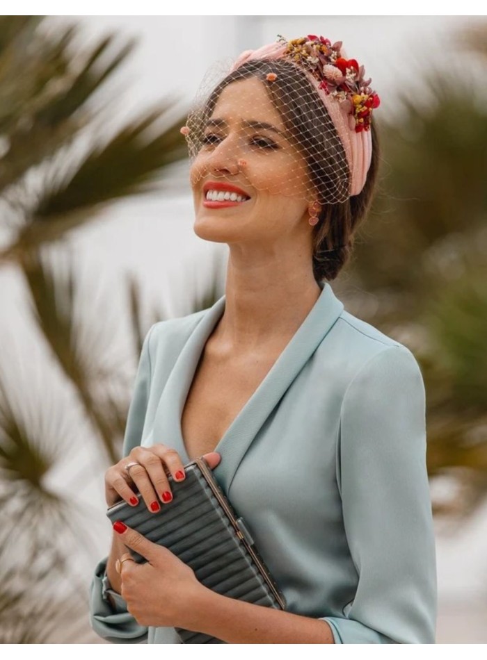 Ruffled party headband with knots and floral...