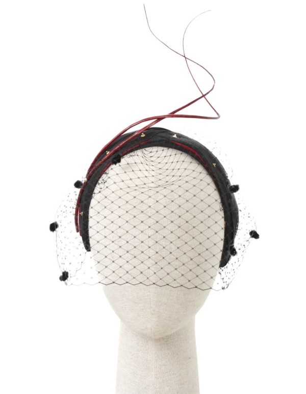 Bandeau croisé noir pour l'invité avec détails en maille... 2